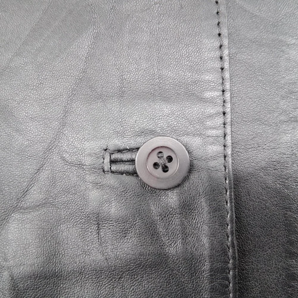Vintage 1990s GAP Genuine Leather Vest Black Wool Back Button Front Womens S - Picture 4 of 9